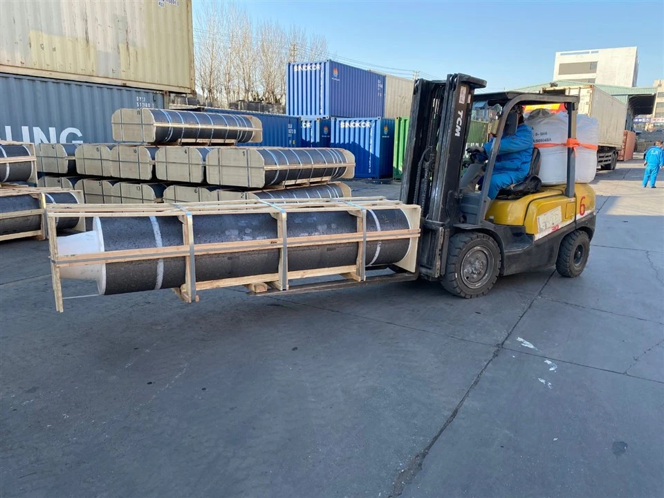 forklift unloading of 600mm electrodes